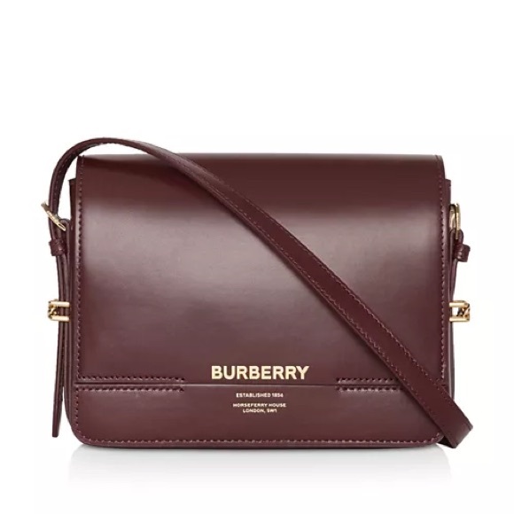 Burberry Handbags - Burberry Small Leather Dark Purple Grace Bag